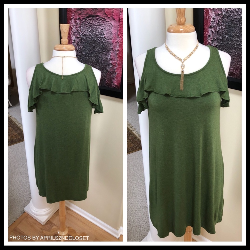 MAX STUDIO COLD SHOULDER RUFFLE KNIT MINI DRESS - Picture 3 of 6